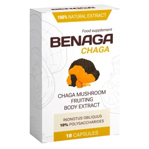 Benaga Chaga Nahrungsergänzungsmittel (Kapseln) für die Gesundheit der Gelenke, des Herz-Kreislauf-Systems, für die Potenz sowie bei Diabetes und Prostatitis